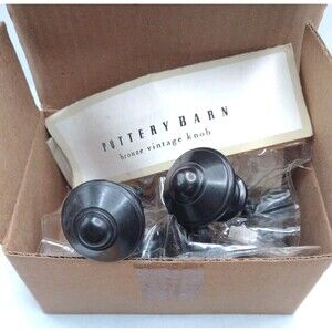 Pottery Barn Vintage Bronze Knob 1" Diameter Cabinet Drawer Pulls Set of 6 Brown